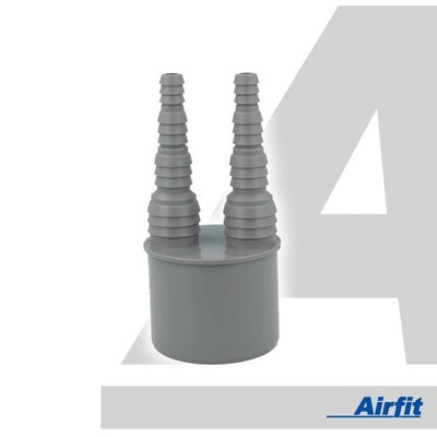 Airfit Doppel-Schlauchnippel DN 50 für Schlauch von 8 bis 19 mm - KS-grau