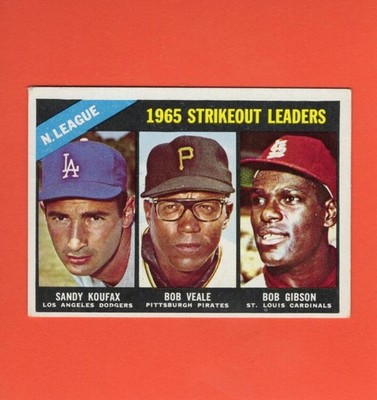 1966 Topps #225 NL Strikeout Ldrs. Sandy Koufax/Bob Veale/Bob Gibson VG+ #37253
