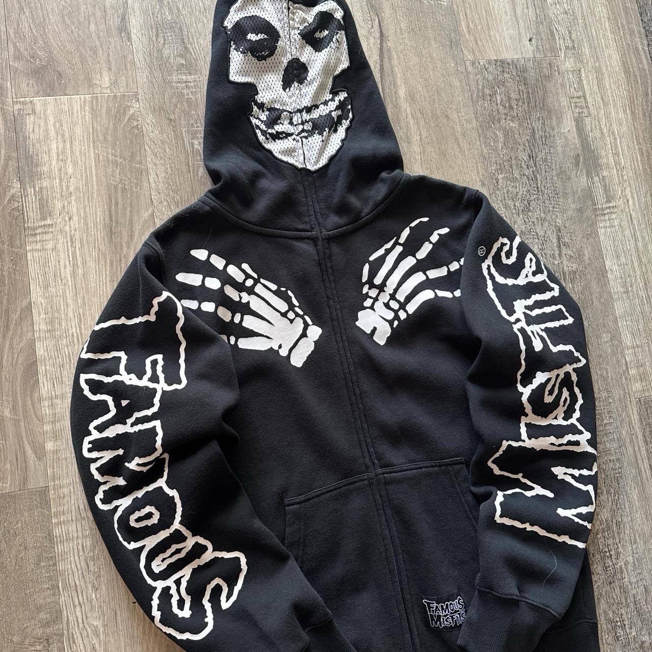 RARE ALMOST MISFITS black skeleton full zip up hoodie MEDIUM MENS