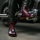 Paul Parkman Men's Handmade Bordeaux & Navy Patina Leather Biker Boots 824BRD65