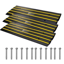 3 Pack 48"x16"x2.6" Driveway Ramp Rubber Curb Ramp 15T Threshold Ramp