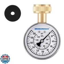 MEASUREMAN 0-200 PSI Water Pressure Gauge, 2-1/2'' Dial, Hose bib Pressure Ga