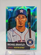 2022 Topps Chrome Plat. Anniv. Michael Brantley 199/299 Teal Wave Refr. #318 