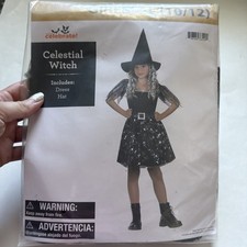 New Celebrate Halloween Costume Celestial Witch Girls Size L 10 12 Black