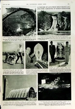 Old Vintage Print 1950 Lava Mauna Loa Volcano Nissen Hut Bristol Church 20th