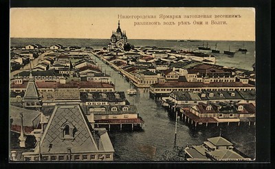 Ansichtskarte Nijni-Novgorod, Die Stadt bei Hochwasser 1912 