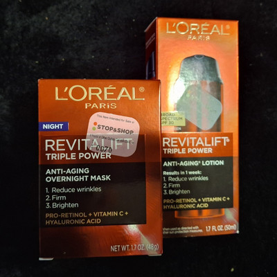 L'Oréal 2 Item Bundle Revitalift Triple Power Overnight Mask Pro-Retinol Vit 