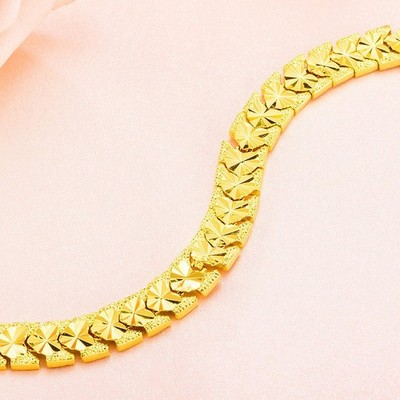 Luxus Damen Armband Gold 24K vergoldeter, farbechte herzförmige Uhrenkette 20cm