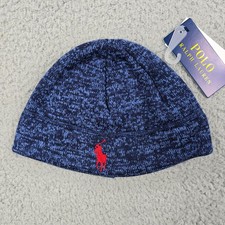 Polo Ralph Lauren Fleece Beanie Hat Cap Blue Pony Child Kids Youth O/S NWT NEW