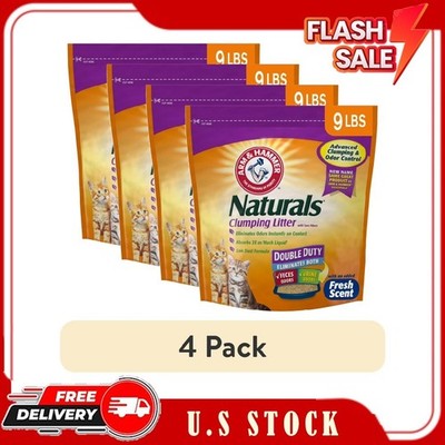 4 Pack ARM & HAMMER Naturals Clumping Cat Litter Fresh Scent 9 lb