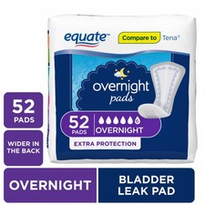 Women's Overnight Incontinence Pads, Ultimate Absorbency 52 Count 