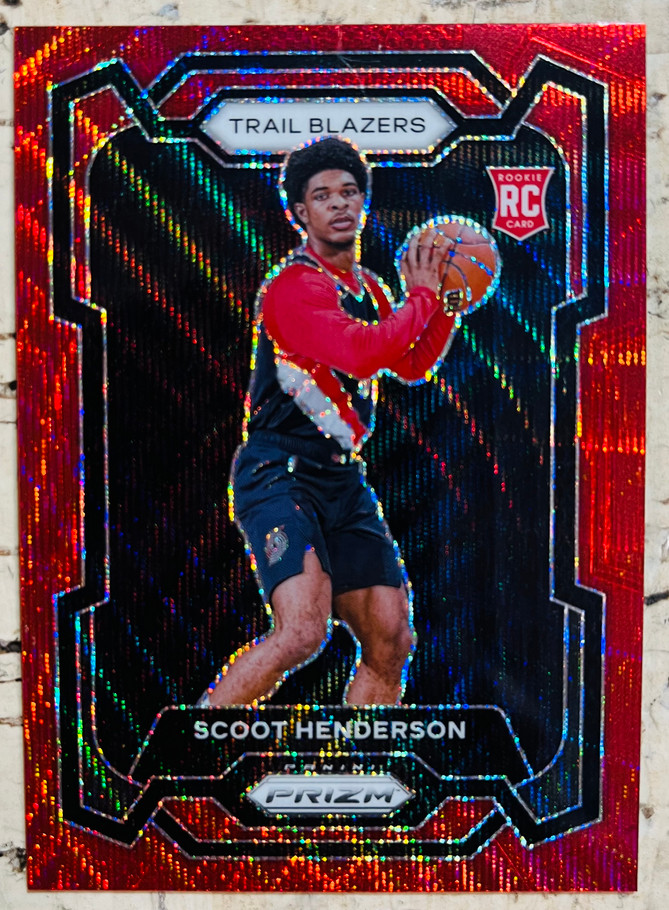 Scoot Henderson 2023-24 Panini Prizm Red Wave RC Trail Blazers #141
