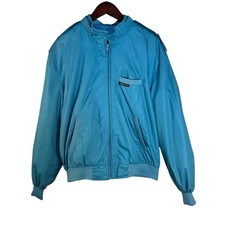 Vintage Members Only Iconic Racer Lightweight Bomber Jacket Aqua Blue Size 40