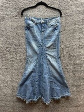 Vintage Y2K Highway Jeans Denim Maxi Skirt Medium Wash Blue Womens Size 3