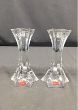 Pair of Vintage Mikasa Crystal Firestar Candlestick Holders