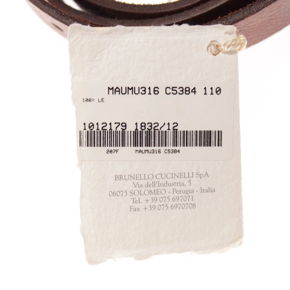 Cinto clássico Brunello Cucinelli novo com etiquetas tamanho 110 (~EUA 42) em couro marrom - Imagem 4 de 4
