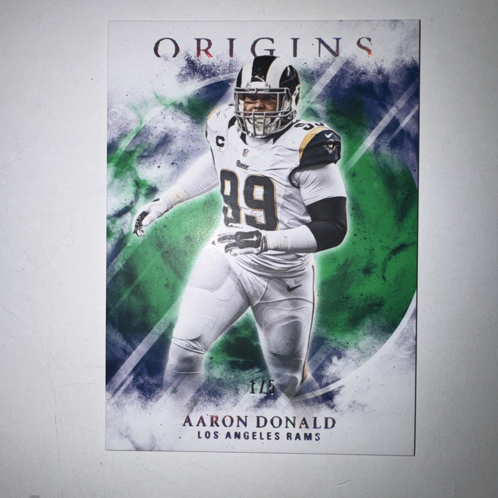 AARON DONALD GREEN PARALLEL /5 SSP 2017 Panini ORIGINS #73 RARE SHORT PRINT