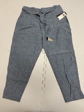 Lauren Ralph Lauren Womens Linen Pants Blue Size 8 NWT Belted Free Ship