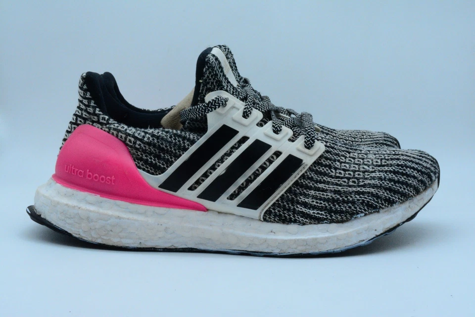 Adidas UltraBoost J Zapatilla Niños Grandes Tenis Blanco Negro Rosa B43508 Talla 5.5 Foto 2 de 4