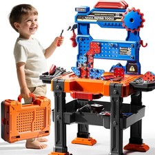 Kids Tools Toy Sets for Aged 3 4 5 6 7 8, 2 in 1 Workbench Toys for Toddlers 3-5