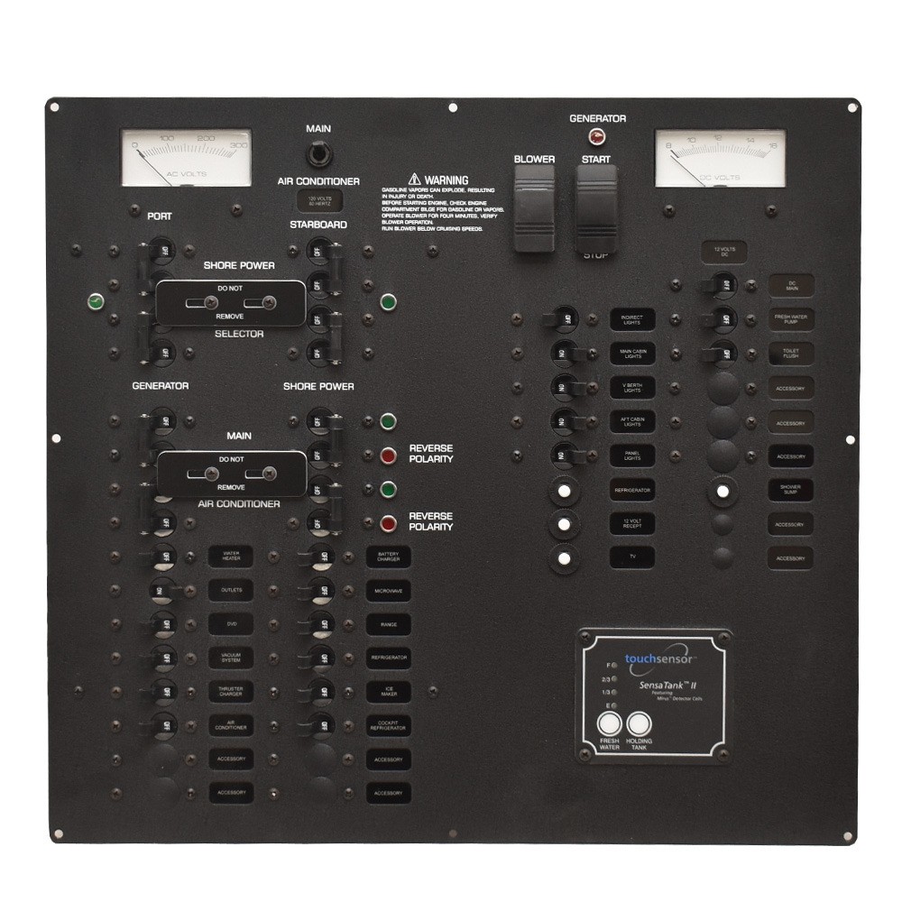 Rinker 370 Boat Breaker Switch Panel | 18 x 16 1/2 Inch Black Aluminum