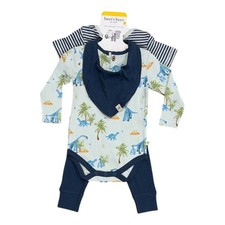 Burt's Bees Unisex Baby 100 Organic Cotton 4-Piece Outfit Set Navy 0-3M
