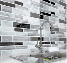 LaCheery Peel  Stick Wall Tile Backsplash Black Gray Subway 36 Tiles 12x12 New