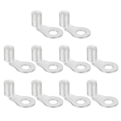 8 AWG - 3/16'' Copper Wire Lugs, 90 Degree Bent Battery Lugs(Silver, 10Pcs)