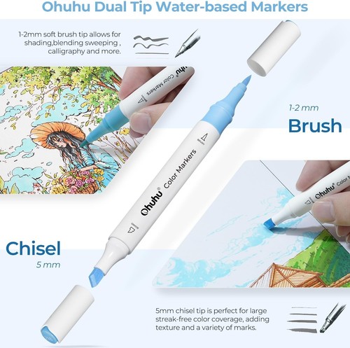 Markers for Adult Coloring Books No bleeding 140 Colors Water-based Coloring Mar - Picture 6 of 8