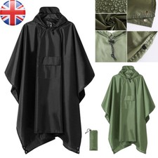 Mens Waterproof Rain Poncho Reusable Rainwear Raincoat Bicycle Hooded Cape Cloak