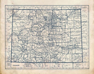 Colorado - Map - Vintage - Print - Wall Art  - Poster - Blueprint