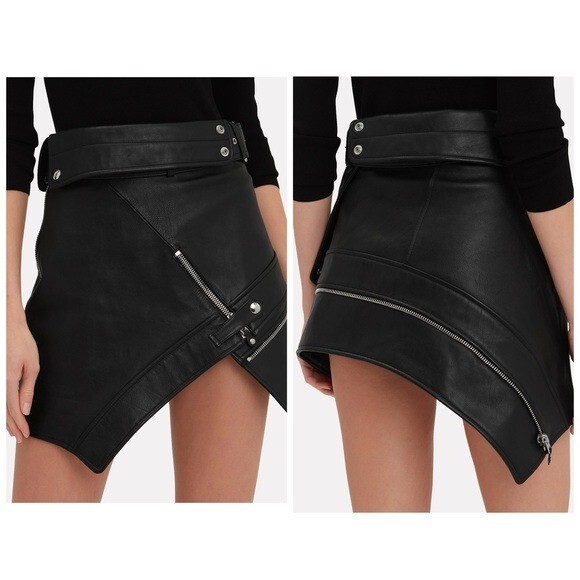 ALEXANDER WANG Deconstructed Moto Mini Skirt In Black $1495