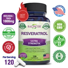 Organic Resveratrol 1000 mg Anti-aging, heart and brain booster