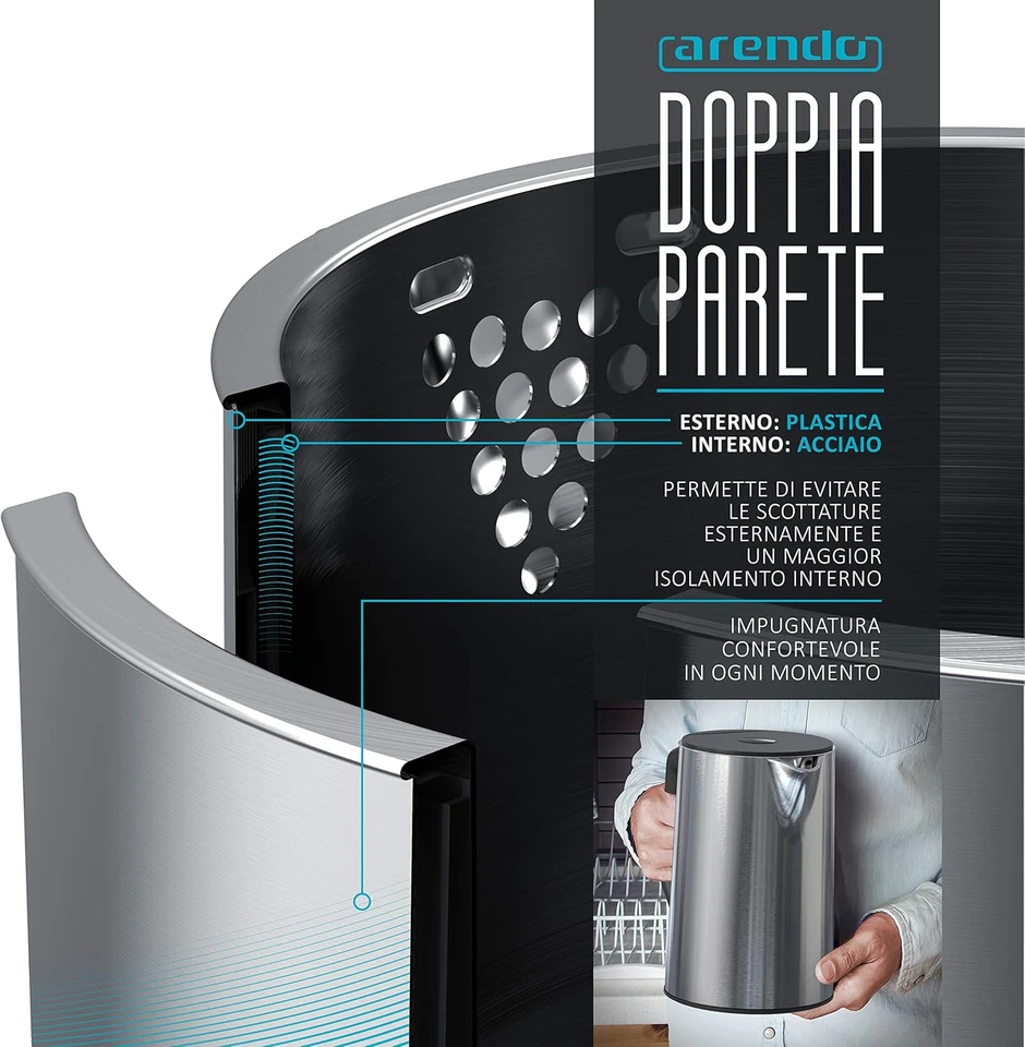 - Bollitore Acqua Elettrico Da 1.5L 2200W - Eco Controllo Temperatura - Temperat - Immagine 3 di 4