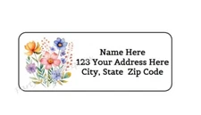 30 WATERCOLOR WILDFLOWERS PERSONALIZED RETURN ADDRESS LABELS 1 in X 2.625 in