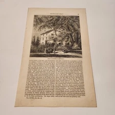 Earl D' Aubigne's Country Seat Lac Leman France c. 1873 Engraving (340)