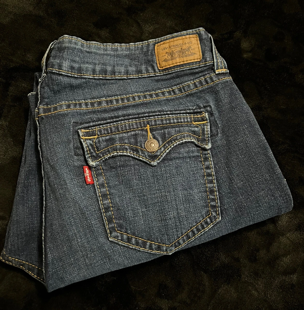 Levi s 542 Women s Size 18 Dark Flare Bootcut Raw Hem Stretch Flap Pocket Jeans