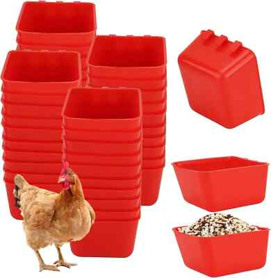 #ad 8 16 20pcs Cup Hanging Water Feed Cage Cups Poultry Gamefowl Rabbit Chicken $16.65