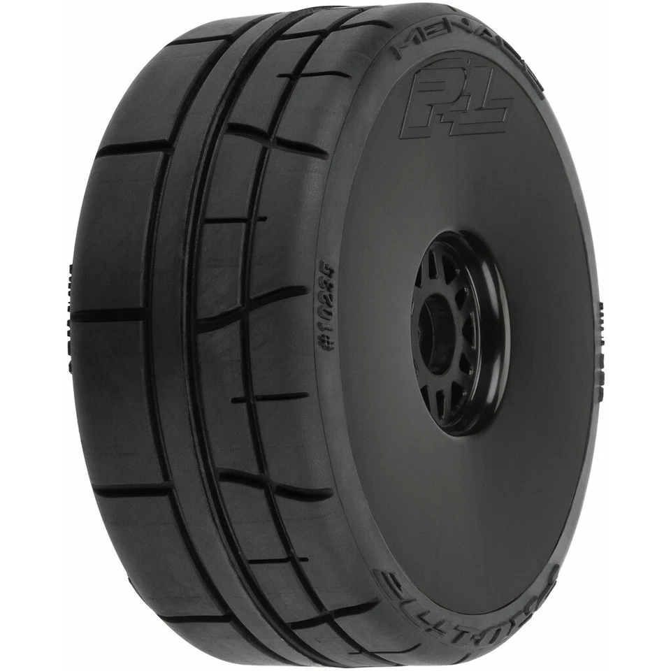 Pro-Line 1023510 Menace HP BELTED Speed Run 1:8 Tires Mounted on Mach 10 Black - Image 2 of 2