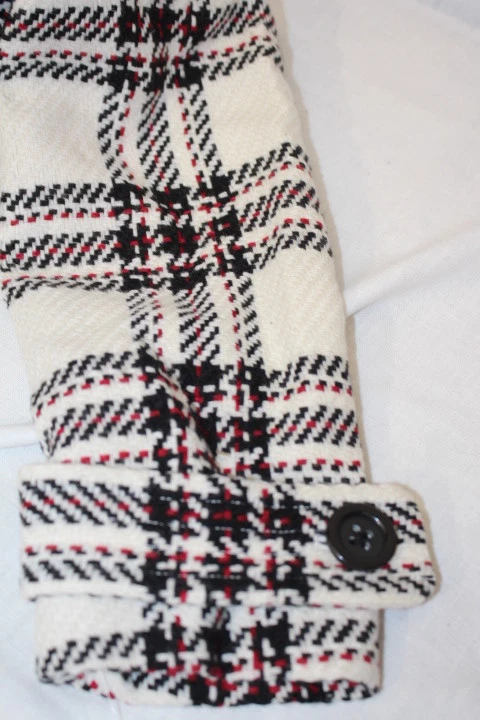 NWT (R)ELATIVITY White & Black Plaid Womens Lightweight Trench Coat Size S-B24A - Image 4 of 4