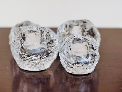 KOSTA BODA] Vintage Set of 4 Swedish Glass Snowball Votive Holders