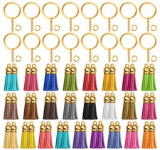 5 Sets Tassel Key Chain Making Kit DIY Suede Charms Gold Key Rings Keychains