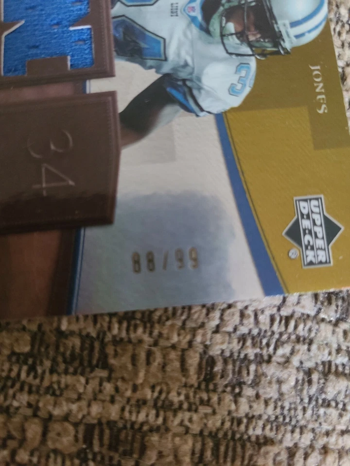 Kevin Jones 2007 Upperdeck Artifacts NFC Apparel Gold Football Card /99 NFC-KJ - Image 3 of 3