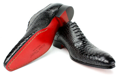 Italian Handmade Men\'s Shoe / Ali Half Crocodile Printed Black With Red Sole Ali Half Black With Red Sole Crocodile Printed Calfskin  main image 4