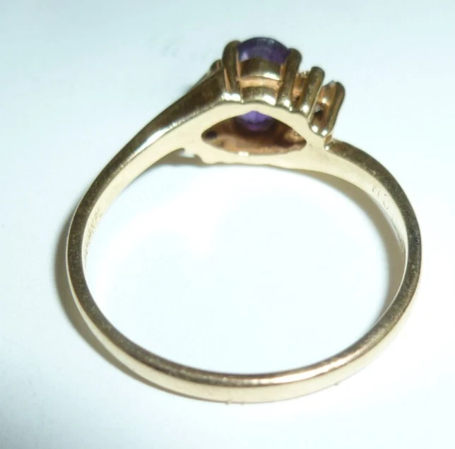 Anel vintage Harold Freeman assinado 14K diamante ametista 2,42 g tamanho 7 - Imagem 4 de 4