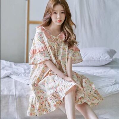 Women Princess Cotton Dress Japanese Cute Nightdress Sleepwear Sweet Mori Girls
