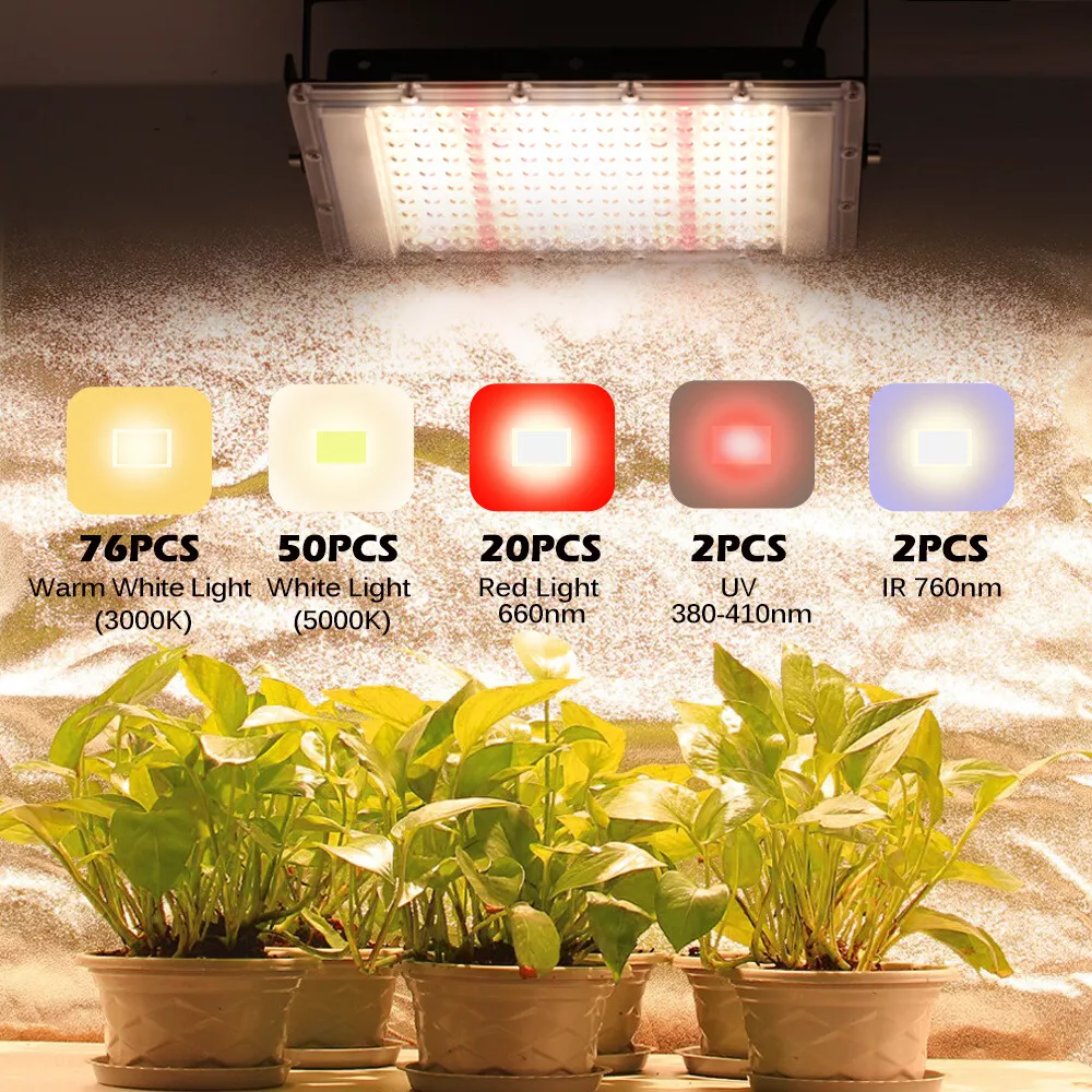 300W Full Spectrum LED Grow Light Waterproof Floodlight Sunlight 110V 220V  US EU