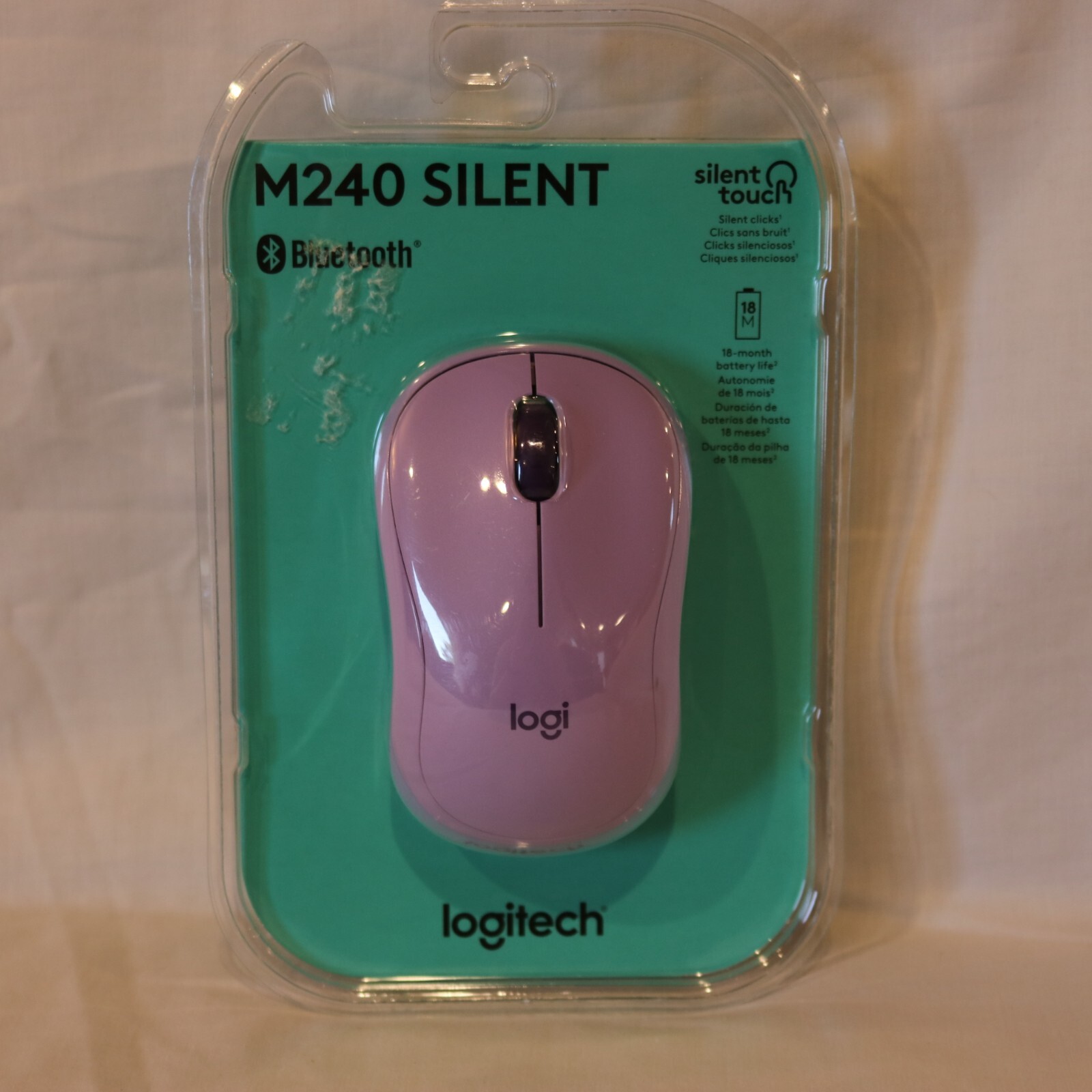Logitech M240 Silent Wireless Bluetooth Mouse (Lavender) - New