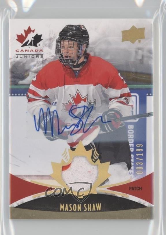 2016 Team Canada Juniors Jerseys Gold Spectrum 3/199 Mason Shaw Patch Auto 1o3
