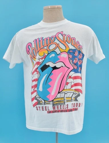80s Rolling Stones Steel Wheels Tour TShirt Sz M Band T- 1980s vintage concert t-shirt, vintage, single stitch, B+ condition
